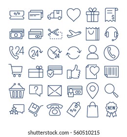  E-commerce thin line  icons set