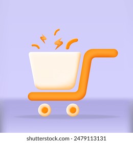 e-commerce with this vibrant shopping cart icon. Perfect for online stores, retail websites, and digital marketing. 3d icon illustration