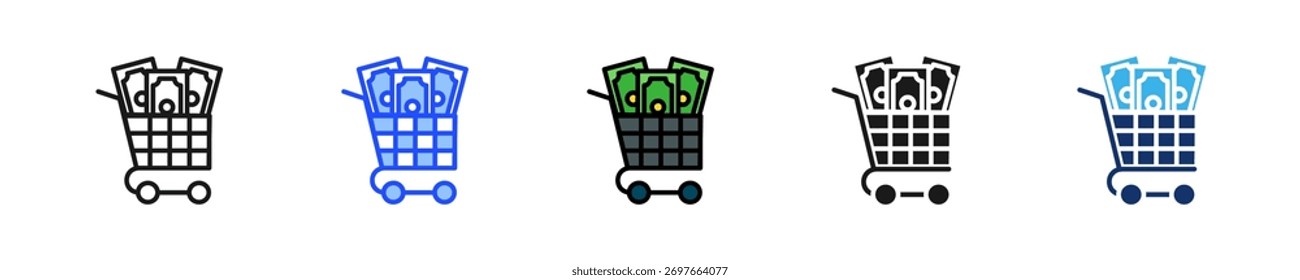 Colección de íconos de transacciones de comercio electrónico con varios estilos