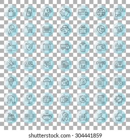 E-commerce transparent vector icon set