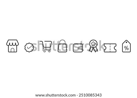 Ecommerce UI Icons Outline Illustration Online Shopping Interface Set