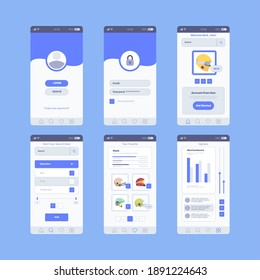 E-commerce ui. Web template of smartphone digital retail shop store apps garish vector design