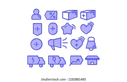 ecommerce user icon black white set blue color vector