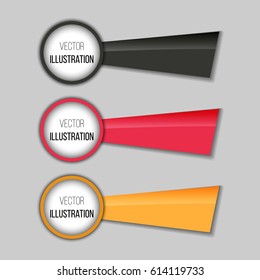 E-commerce vector banner set. Black, gray, red and yellow shiny plastic. Illustration