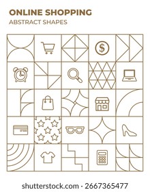 Ecommerce vector geometric shapes background outlines