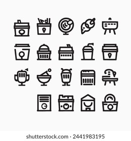 Ecommerce Vector Icon in Line Style, factory icons set line with white background