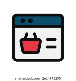 Ecommerce Vector Icon for Online Shopping Platforms. Digital store illustration, retail interface, product sale concept. Filled Line Icon