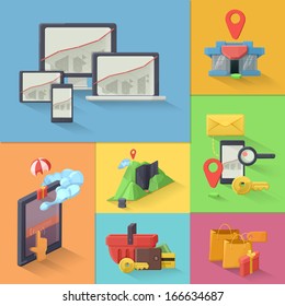 E-commerce vector icon set, multicolored