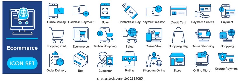 E-Commerce Vector Icons Collection related to Online Shopping, Shopping, Online Store, Shop, Store, Buy, Sell.