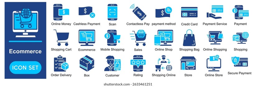 E-Commerce Vector Icons Collection related to Online Shopping, Shopping, Online Store, Shop, Store, Buy, Sell.