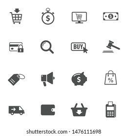 e-commerce vector icons set isolated on white background. business commerce comcept. e commerce flat icons for web, mobile and ui design.
