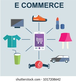 E-commerce vector illustration. infographics E-commerce. commerce mobile shopping vector