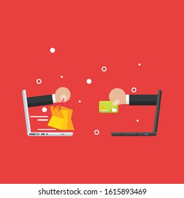 Ecommerce vector illustration, isolated on red background