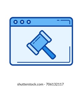 Icono de línea vectorial Ecommerce aislado en fondo blanco. Icono de línea Ecommerce para infografía, sitio web o aplicación. Icono azul diseñado en un sistema de cuadrícula.