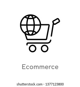 ecommerce vector line icon. Simple element illustration. ecommerce outline icon from social media marketing concept. Can be used for web and mobile