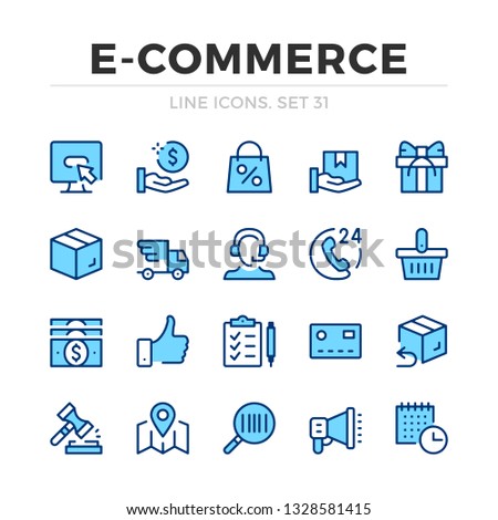 E-commerce vector line icons set. Thin line design. Outline graphic elements, simple stroke symbols. Ecommerce icons