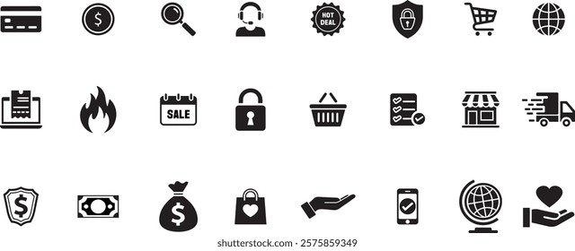 E-commerce vector silhouette icon set