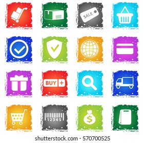 e-commerce vector web icons in grunge style for user interface design