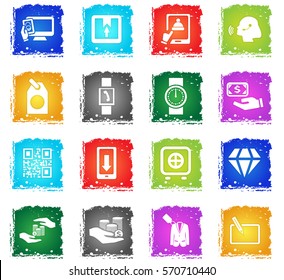 e-commerce vector web icons in grunge style for user interface design
