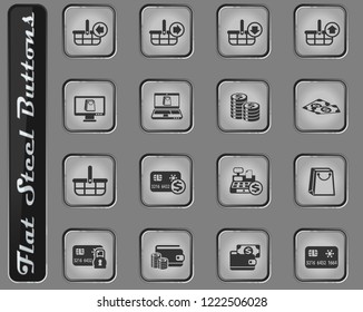 e-commerce vector web icons on the flat steel buttons