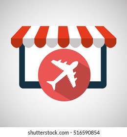 e-commerce virtual shop travel airplane icon vector illustration eps 10