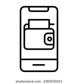 Diseño de ilustración vectorial de icono de la cartera Ecommerce, estilo de línea. Se puede usar para iconos de sitios web, UI y aplicaciones móviles