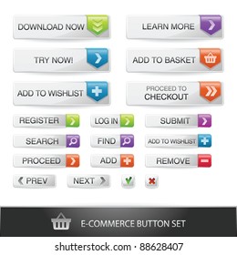 E-commerce web button set with transparent shadows