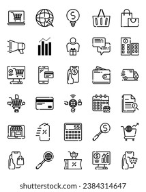 Ecommerce web icon set Vector illustration, online shopping and shipping elements.