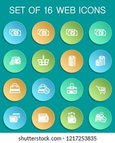 e-commerce web icons on colorful round buttons