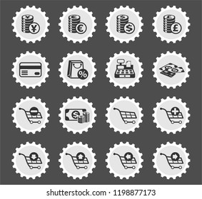 e-commerce web icons stylized postage stamp for user interface design