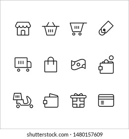 E-commerce Web and Mobile Icon Outline Style Icon Set