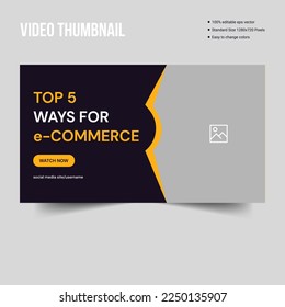 e-Commerce web page design templates for video thumbnails, management apps, consulting, and social media marketing. Modern vector illustration concepts for website and mobile website banner templates
