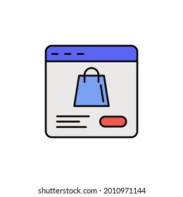 E-commerce web site, page, package, button color vector icon.