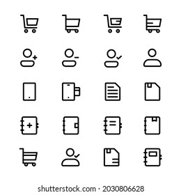 E-commerce web tech icon set. Profile essential vector icon