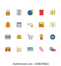 E-Commerce Web Vector Outline Icon Illustration Set