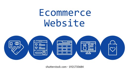 Hintergrundkonzept für E-Commerce-Websites mit Icons für E-Commerce-Websites. Symbole mit Debitkarte, Einkaufstasche, Website, Web, Wunschliste