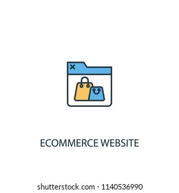 eCommerce website concept 2 colored line icon. Simple yellow and blue element illustration. eCommerce website concept outline symbol design from Ecommerce set