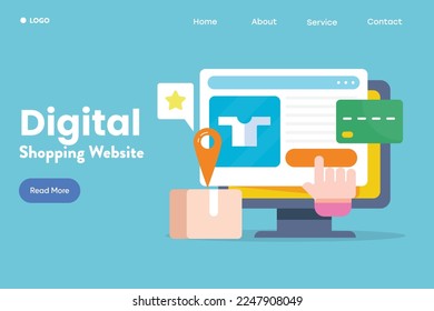 eCommerce website concept, making online purchase using credit card, eCommerce checkout and delivery - flat design vector landing page template with icons
