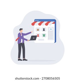 Arquivo EPS 10 de ilustração de vetor plano de site de comércio eletrônico 	