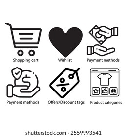 Ecommerce website interface UI UX icon design vector