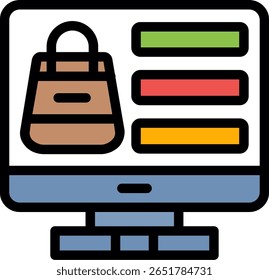E-commerce Site Linha Preenchido Ícone Design