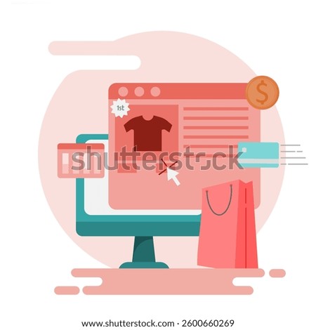 E-commerce website, e-commerce sales analysis, For Banners, web and backgrounds. Illustrations in flat style. EPS 4