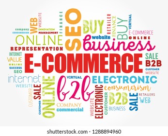 E-COMMERCE word cloud collage, business concept background