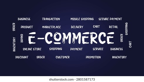 Ecommerce Word Cloud Handwritten Typography Vector Illustration