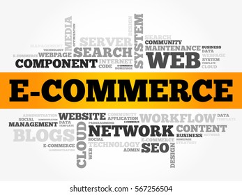 E-COMMERCE word cloud, technology business concept background
