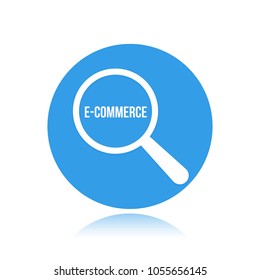 E-Commerce Word Magnifying Glass. Vector illustration