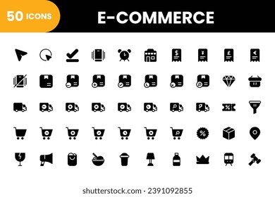 E-commercial Icons Set. E-commercial 50 icons collection. Vector icons collection.