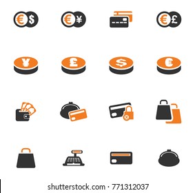 E-commers vector orange icons for user interface design