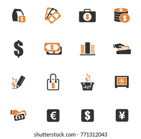 E-commers vector orange icons for user interface design