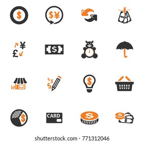 E-commers vector orange icons for user interface design